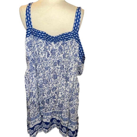 New Knox Rose Women's front button-down Blue Floral Dress 4X plus size 26 - Picture 3 of 5